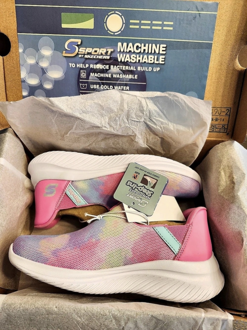 Skechers Sport Hands Free Slip-ins Girls US 2 Pink & Blue NWT